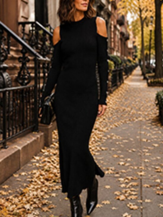 Current/Elliott Dresses & Skirts - Current/Elliott The Going Steady Black Knit Cold Shoulder Maxi Dress NWT Size 3